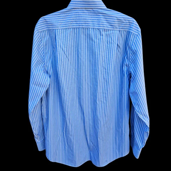 Croft&Barrow Men's Blue and White Striped Dress Shirt Size 15 1/2 - Picture 6 of 16